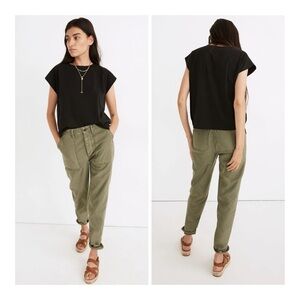 Madewell Shoulder Tee In Black Boxy Drapey Minimalist Versatile Relaxed Top XS